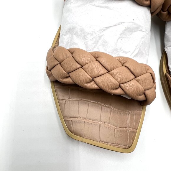 Dolce‎ Vita Size 6 Vegan Leather Beige Tan Nude Braided Woven Flat Sandals Shoes - Picture 4 of 13